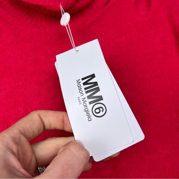 Maison Margiela MM6 Distressed Alpaca Red Turtleneck Sweater - Picture 6 of 11